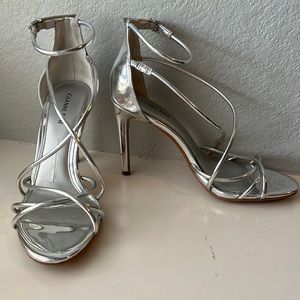 Gianni Bini Silver Chrome Strappy Heels